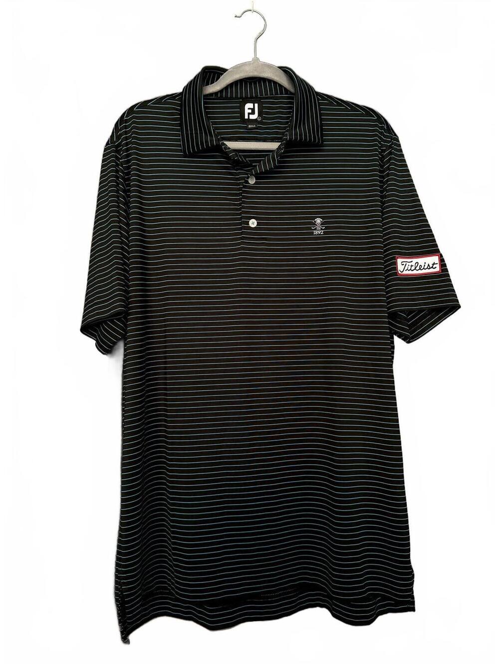 Footjoy Black and Blue Striped Titleist Golf Polo Size Large